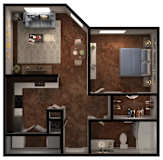 1 bed 1 bathroom A1 Floor Plan at Legacy Brooks, San Antonio, TX