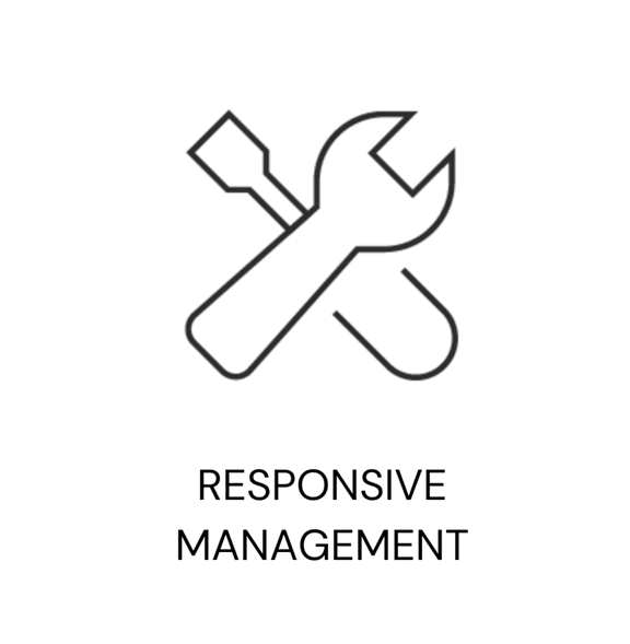 A simple black and white image of a wrench and a screwdriver crossed over each other.