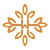 A brown graphic of a flower with four petals and a central stem.