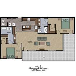  Floor Plan 2 Bedroom Unit G