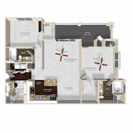 Floor Plan  Two bedroom two bathroom floor plan image at Atley on the Greenway