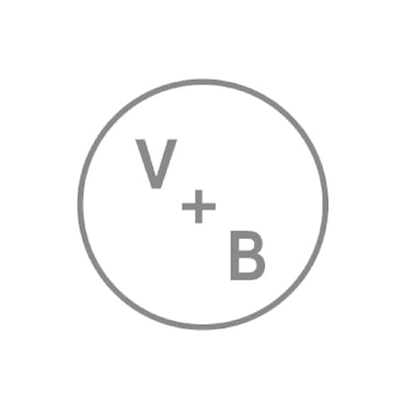 A circle with the letter V above the letter B.