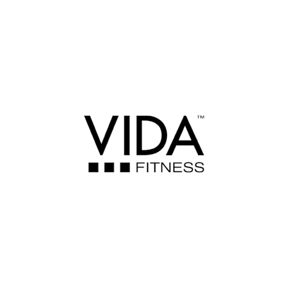 A black and white image of a logo for Vida Fitness.