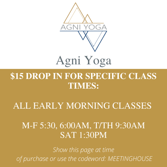 all early morning classes at agn yoga logo