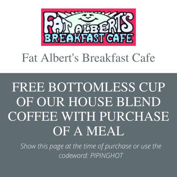 show this page at the time of purchase or use the free cup of our house