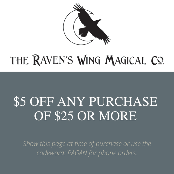 5 off any purchase of 25 or more on the ravens wing magical
