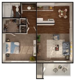 A2 Floor Plan at Elevation Apartments, Tucson