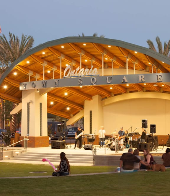 Outdoor event at Ontario Town Square, Vistara Neighborhood, Ontario, CA