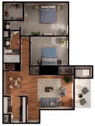 D3E Floor Plan at 2400 Briarwest Apartments, Houston, 77077