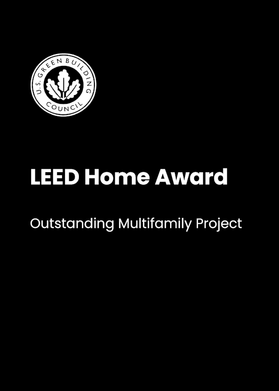 A black and white image of the LEED Home Award logo and description.