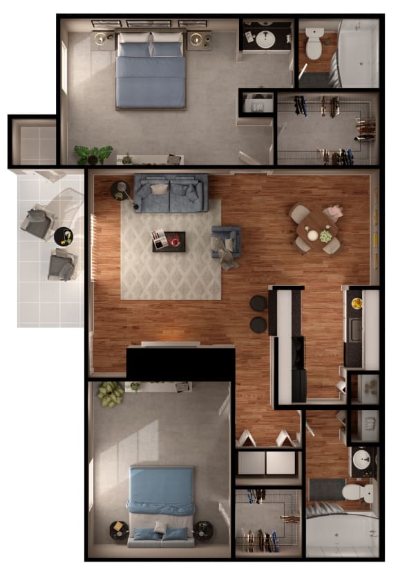 Floor Plan  D3F Floor Plan at 2400 Briarwest Apartments, Houston, Texas