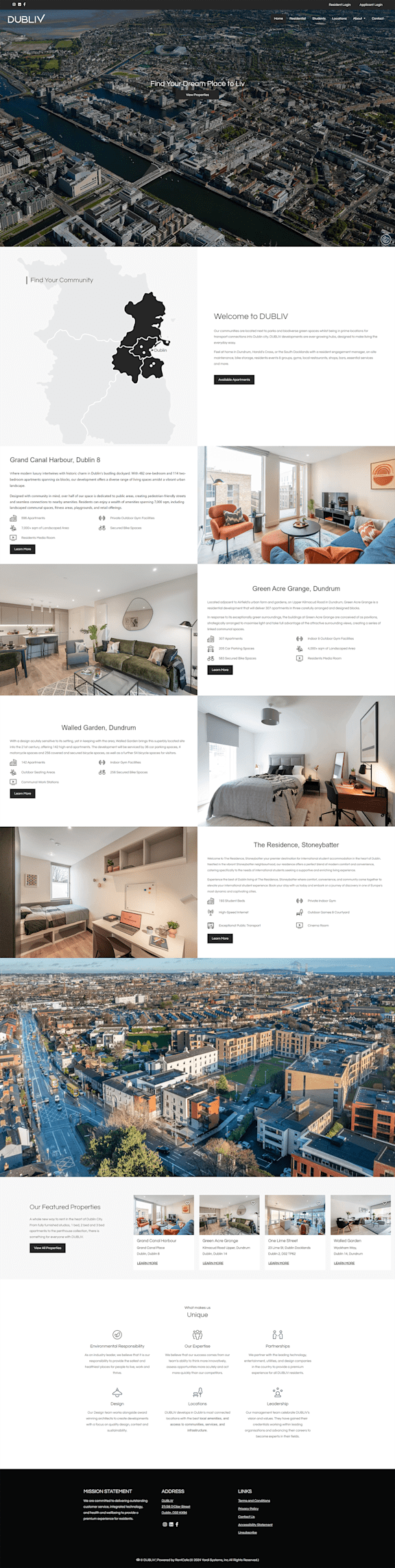 a screenshot of a website with different images and buildings