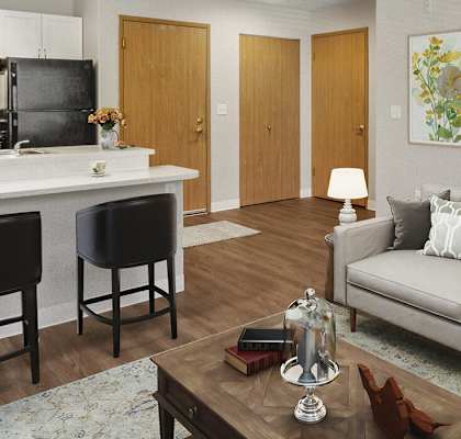 Auburn Court apartment living room banner image