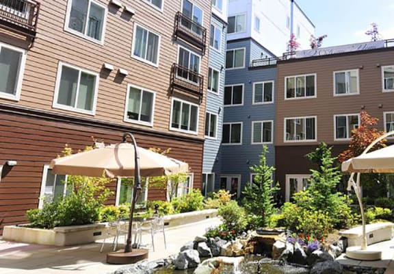 Garden exterior for Cedar Park Apartments in North Seattle, WA