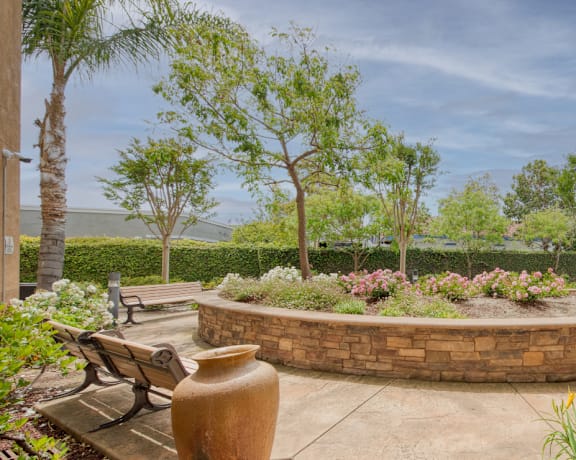 Garden Courtyard at Hayward Village Senior Apartments