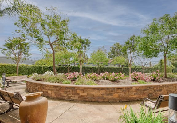 Garden Courtyard at Hayward Village Senior Apartments in Hayward CA