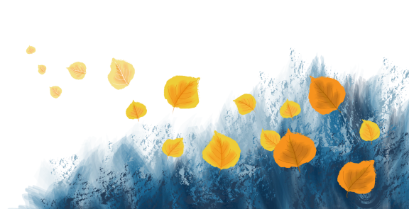 an illustration of yellow leaves falling from the sky