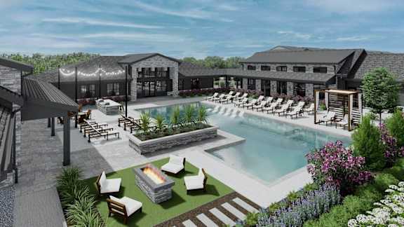 Aerial Pool View at The Liliana Apartment Homes, Pooler, GA 31322