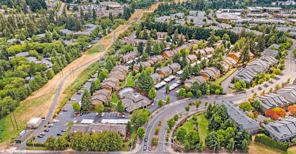 A residential area with houses and roads at MonteVista Apartments, Beaverton, OR 97007