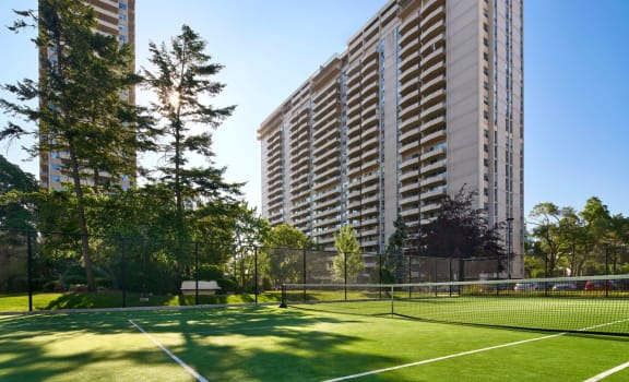Expansive on-site tennis court