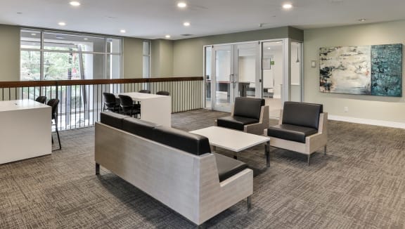 Social room with comfortable lounge and study areas