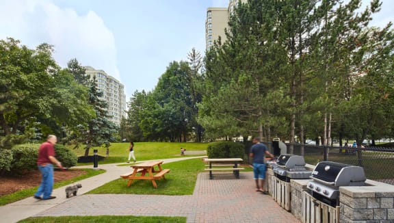 Grassy park and BBQ area