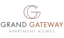 the logo for grand gateway apartment homes on a black background