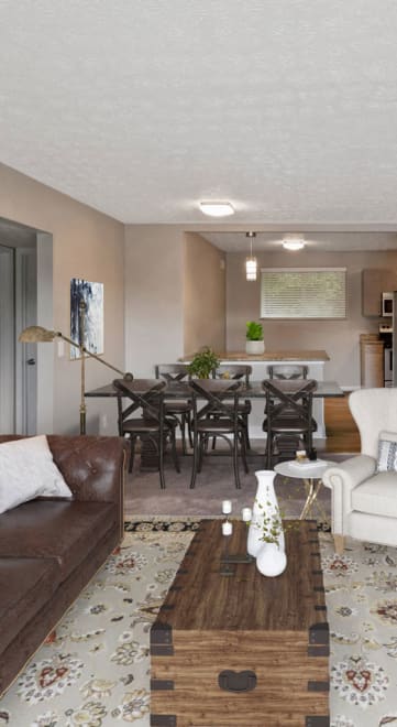 Classic Living Room Design With Television at Heritage Hill Estates Apartments, Cincinnati, OH, 45227
