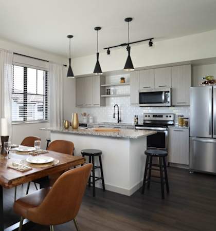 Kitchen and dining at Azola West Palm Beach, West Palm Beach, Florida