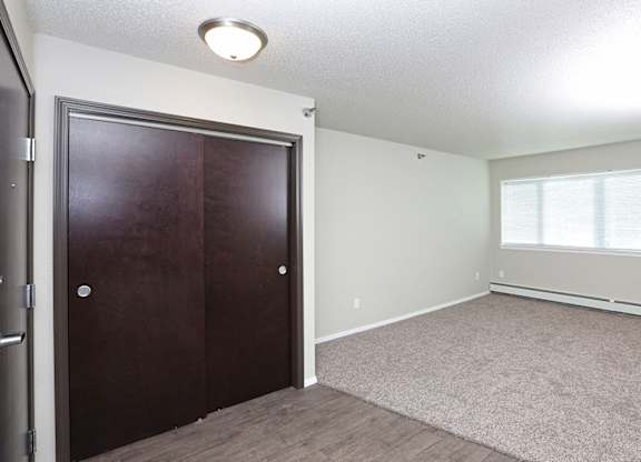 looking into bedroom with closet