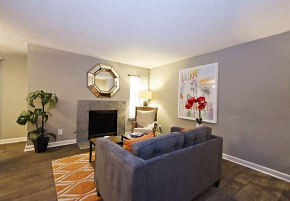 Living Area With Fireplace at 555 Mansell, Roswell, Georgia