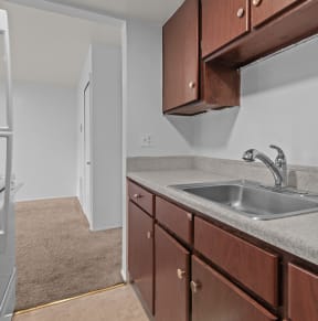 our apartments have a kitchen with a sink and refrigerator