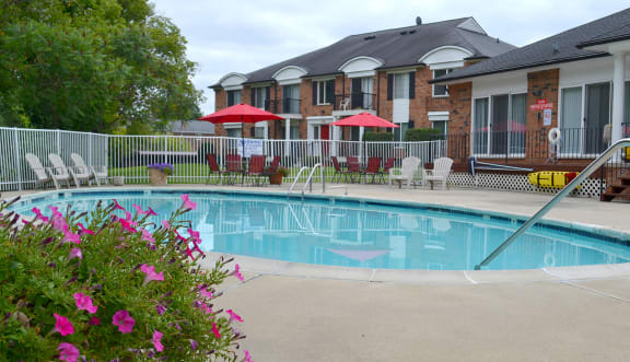 Swimming Pool with Lounge Chairs at French Quarter Apartments,Southfield,48034