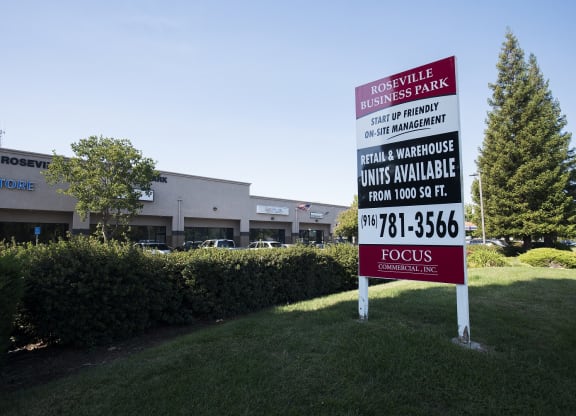 Roseville Business Park Now Leasing Sign