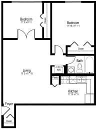  Floor Plan One Bedroom One Bath Large