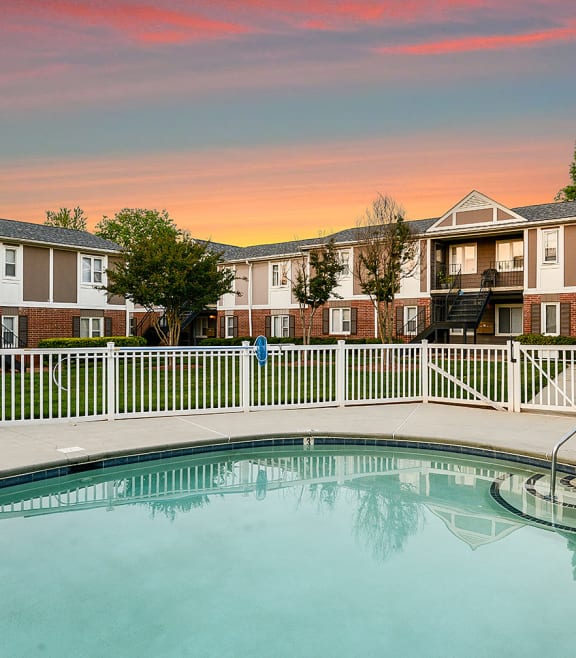 our apartments have a swimming pool at dusk at Randolph Park, Charlotte, 28211