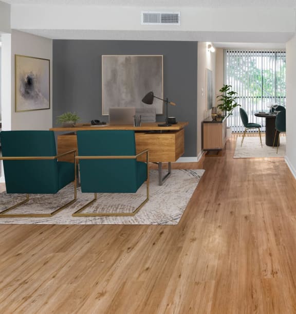 a living room with a couch and coffee table