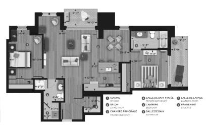 Floor Plan  2 bedroom 2 bathroom apartment floor plan at La Voile Pointe-Claire in Pointe Claire, QC