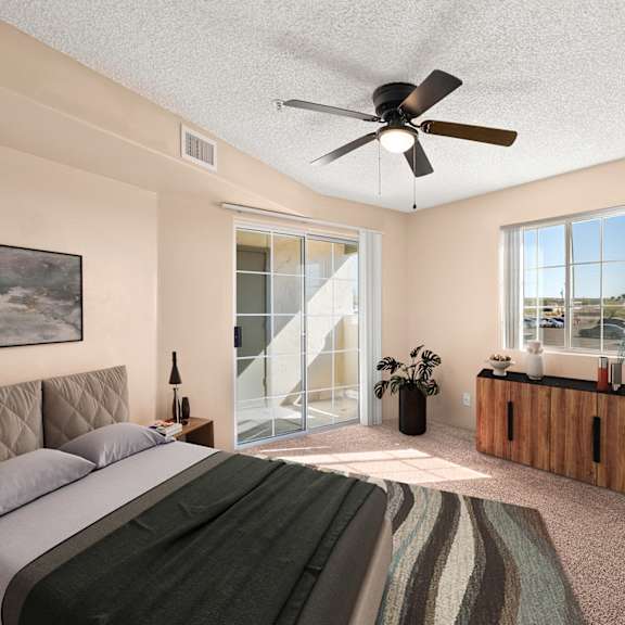 Bedroom at Silver Cliffs Apartments in Bullhead City Arizona
