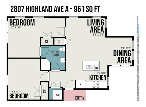 Floor Plan  2 Bedroom 1 Bath
