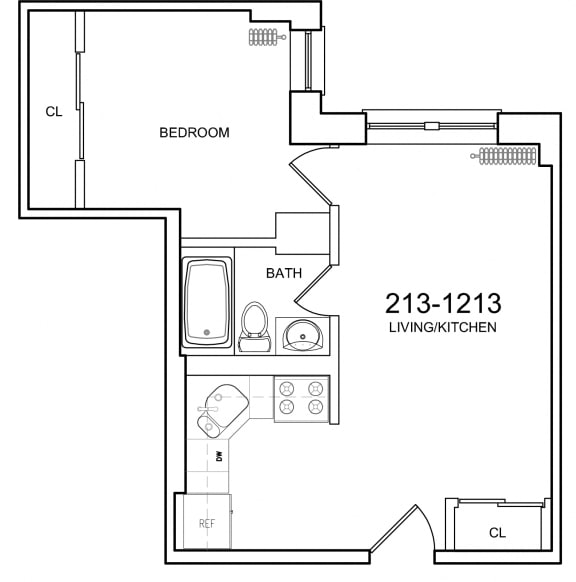 Uptown Regency Jr. One Bedroom Floor Plan