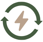 A lightning bolt is in the center of a circular arrow.