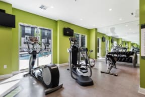 Cardio machines with pool view