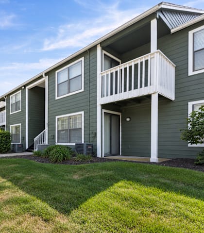 A sunny day at a well-kept apartment complex.