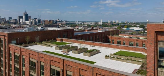 a view of the city from the roof of a building