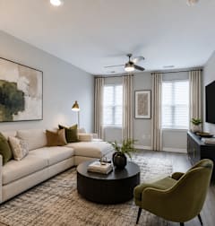 Modern Living Room Interior at Flats at West Broad Village, Virginia