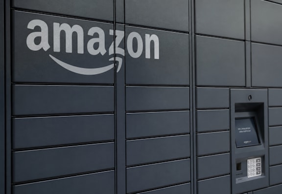 Lockers with amazon logo at Textile Lofts Apartments, Cincinnati, OH