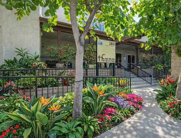 A garden with a sign that says "2801" on it.