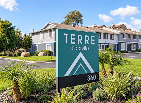 A sign for Terra at Bradley with a number 360 on it.