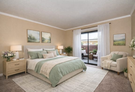 Bedroom at Lodi Commons Senior Living, Lodi, CA, 95240